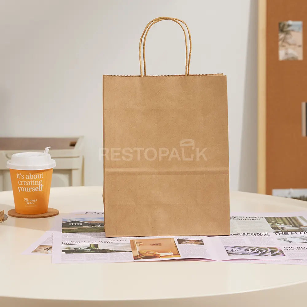 8 1/4" × 4 5/16" × 10 5/8" Tall Brown Kraft Paper Bag with Handles