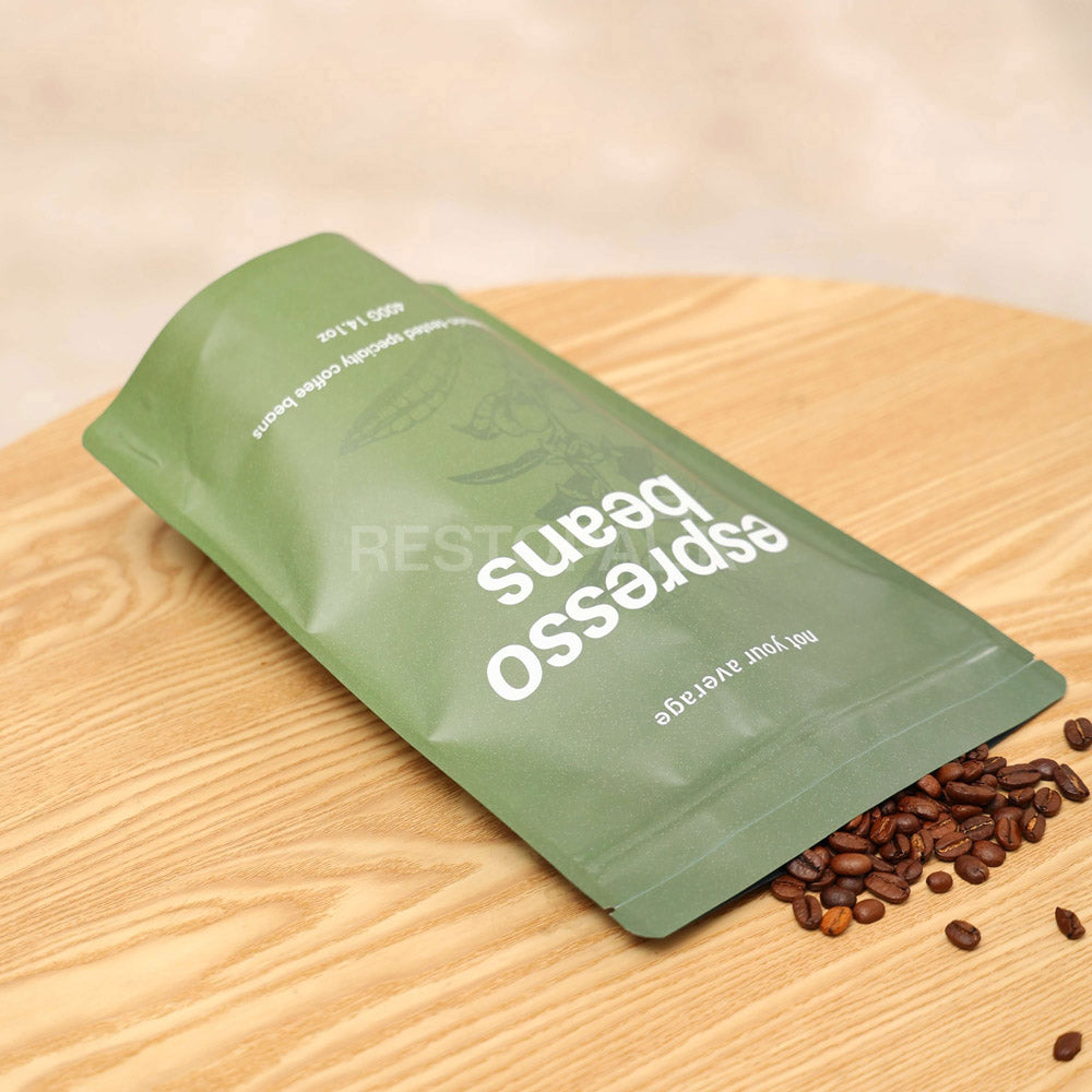 Custom Green Stand-up Coffee Bags with Zipper
