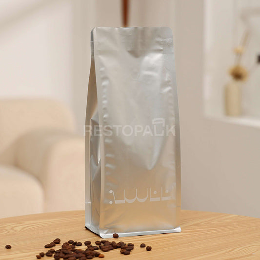 Custom Aluminum Foil Flat Bottom Coffee Bag with Zipper