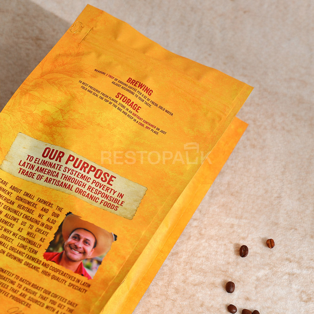 Custom Laminated Kraft Side Gusset Coffee Bags with Heat Seal