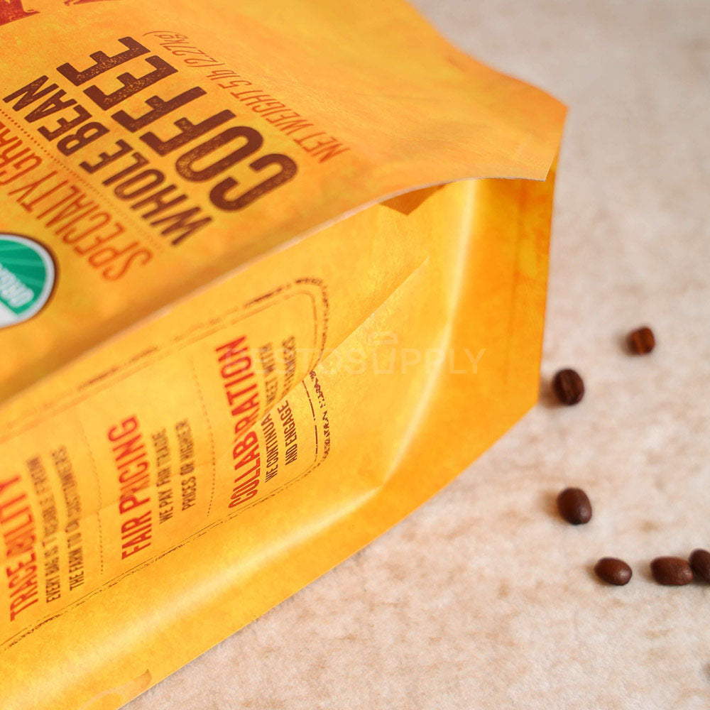 Custom Laminated Kraft Side Gusset Coffee Bags with Heat Seal