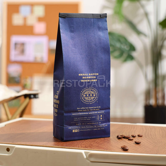 Custom Kraft Paper Flat Bottom Coffee Bags with Tin Tie