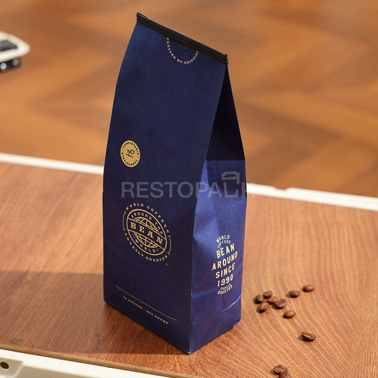 Custom Kraft Paper Flat Bottom Coffee Bags with Tin Tie