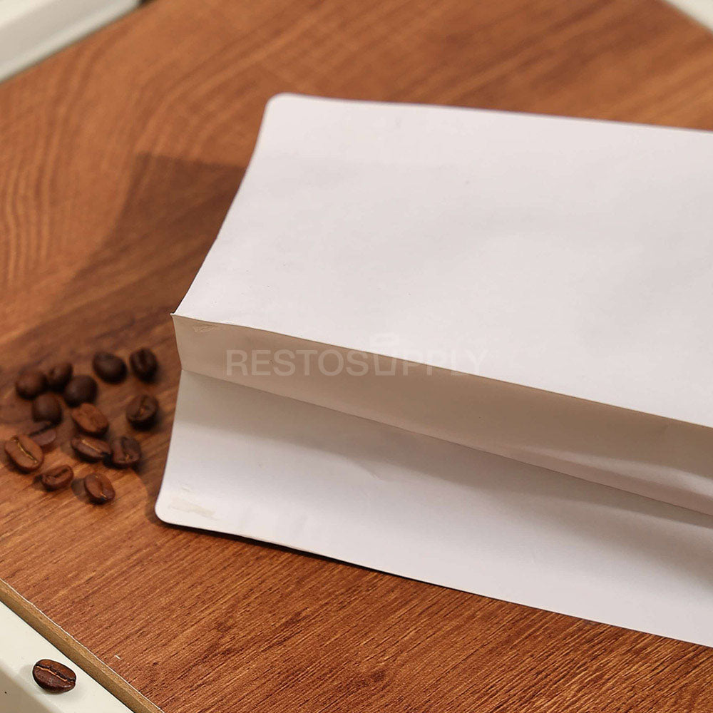 Compostable Flat Bottom Coffee Bags with Zipper and Label Area