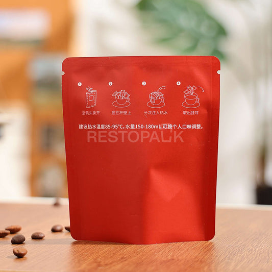 PET Outer Layer Aluminum Foil Inner Layer Coffee Bags with Tear Notch