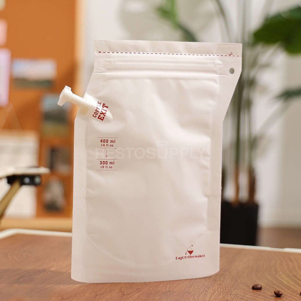 Custom White Laminated Kraft Coffee Spout Pouches