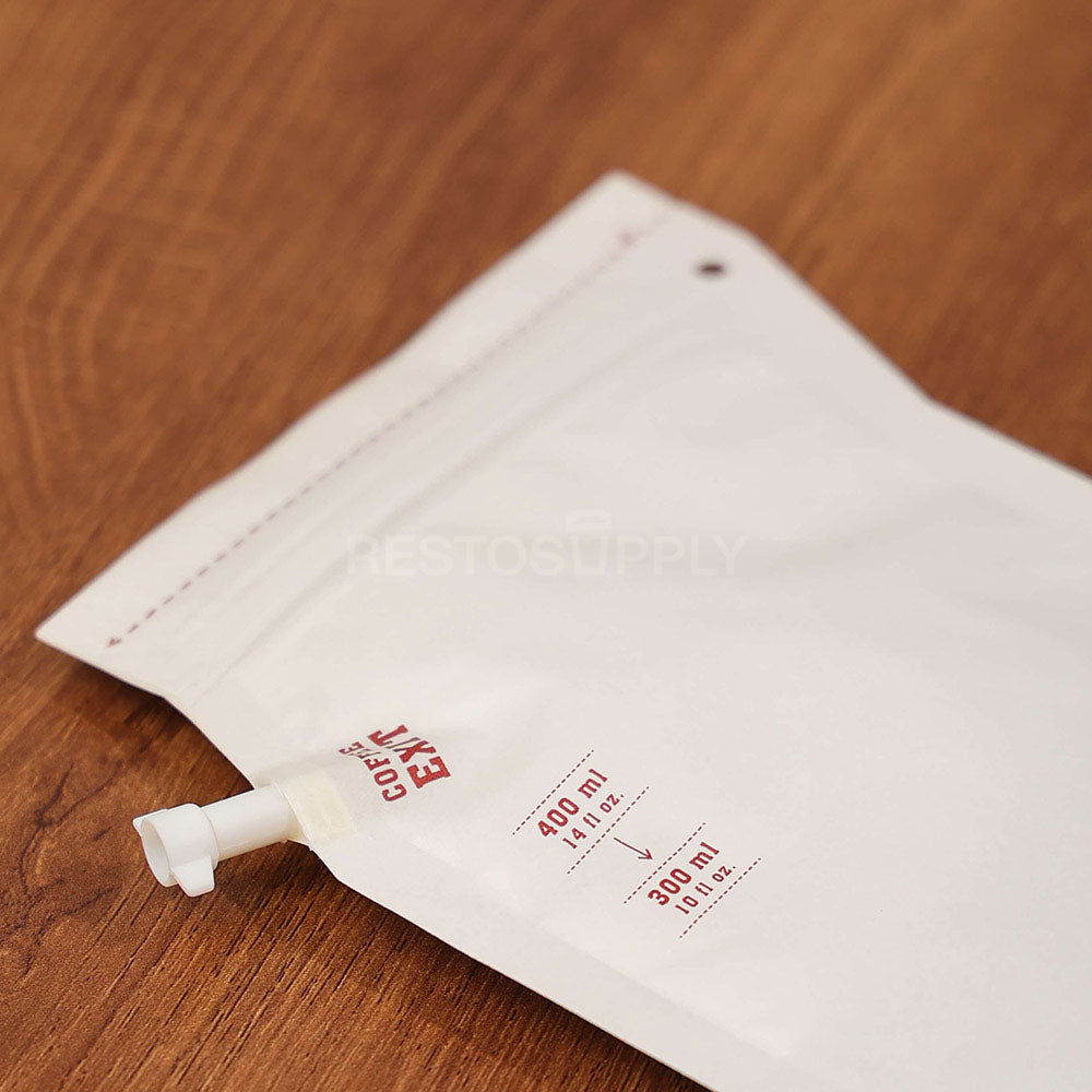 Custom White Laminated Kraft Coffee Spout Pouches