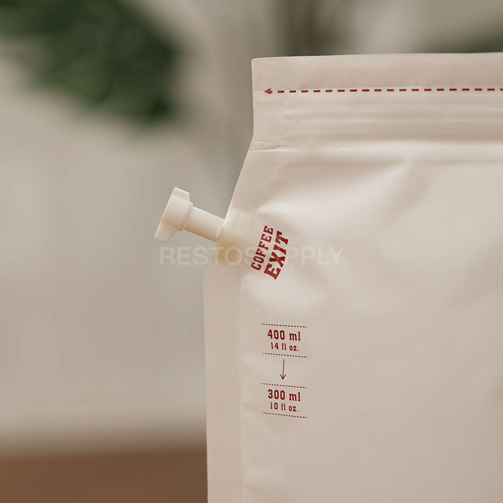 Custom White Laminated Kraft Coffee Spout Pouches