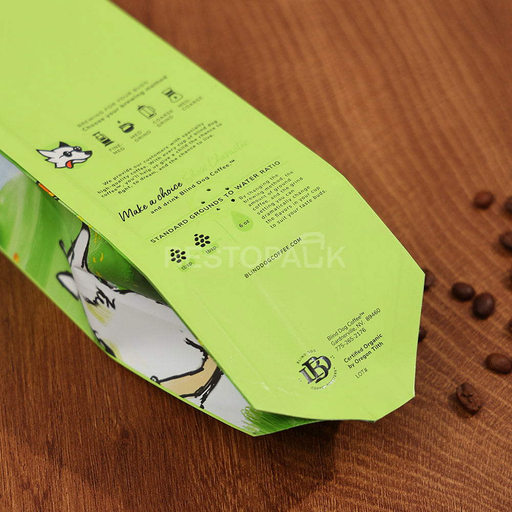 Custom Smooth Side Gusset Coffee Bags with Tin Tie