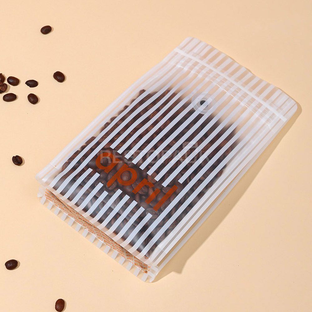 Custom Clear Plastic Flat Bottom Coffee Bag with Zipper