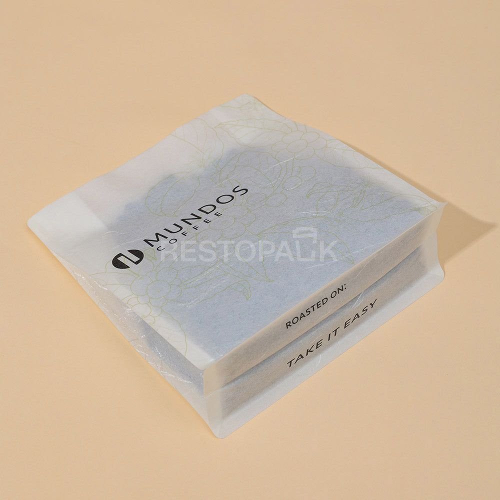 Translucent Coated Rice Paper Flat Bottom Coffee Bags with Zipper