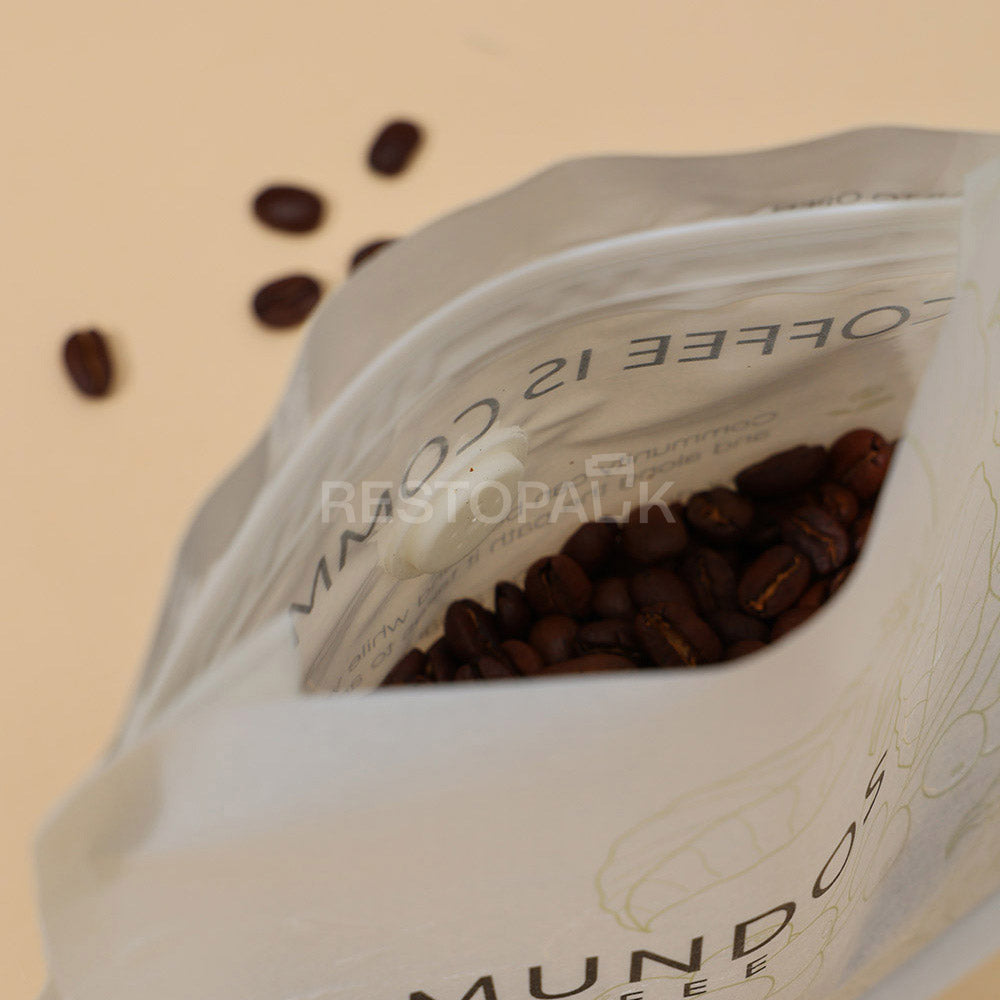 Translucent Coated Rice Paper Flat Bottom Coffee Bags with Zipper