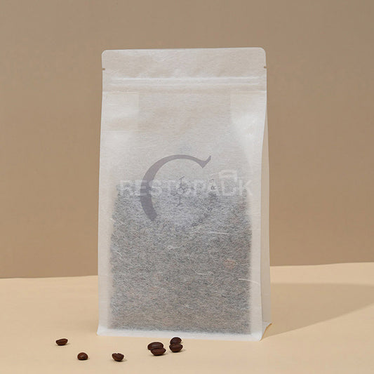 Custom Translucent Rice Paper Flat Bottom Coffee Bags