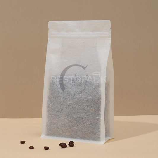Custom Translucent Rice Paper Flat Bottom Coffee Bags