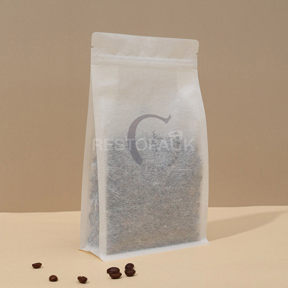 Custom Translucent Rice Paper Flat Bottom Coffee Bags
