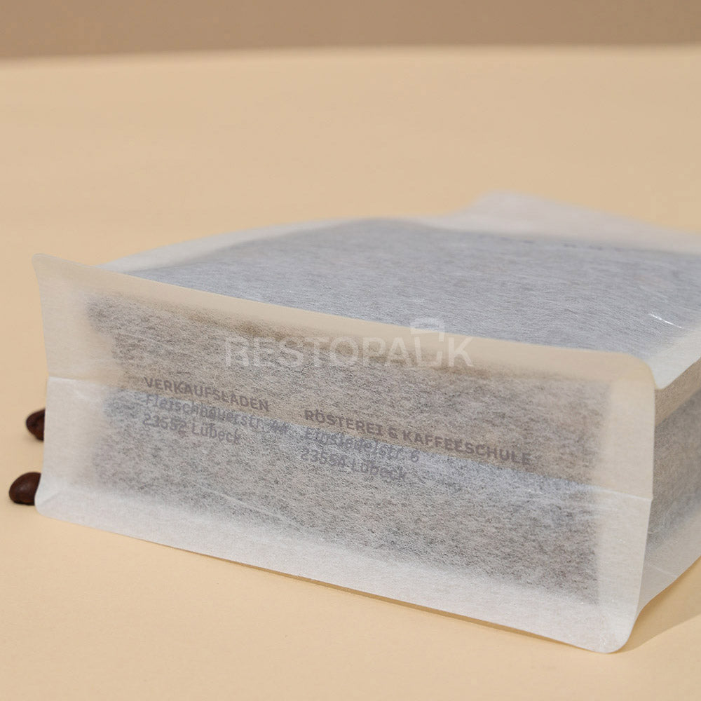 Custom Translucent Rice Paper Flat Bottom Coffee Bags
