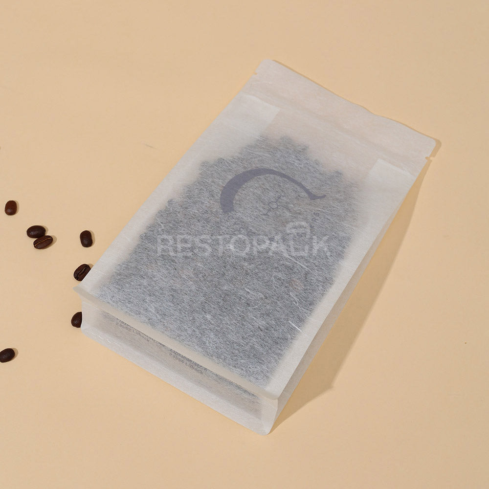 Custom Translucent Rice Paper Flat Bottom Coffee Bags