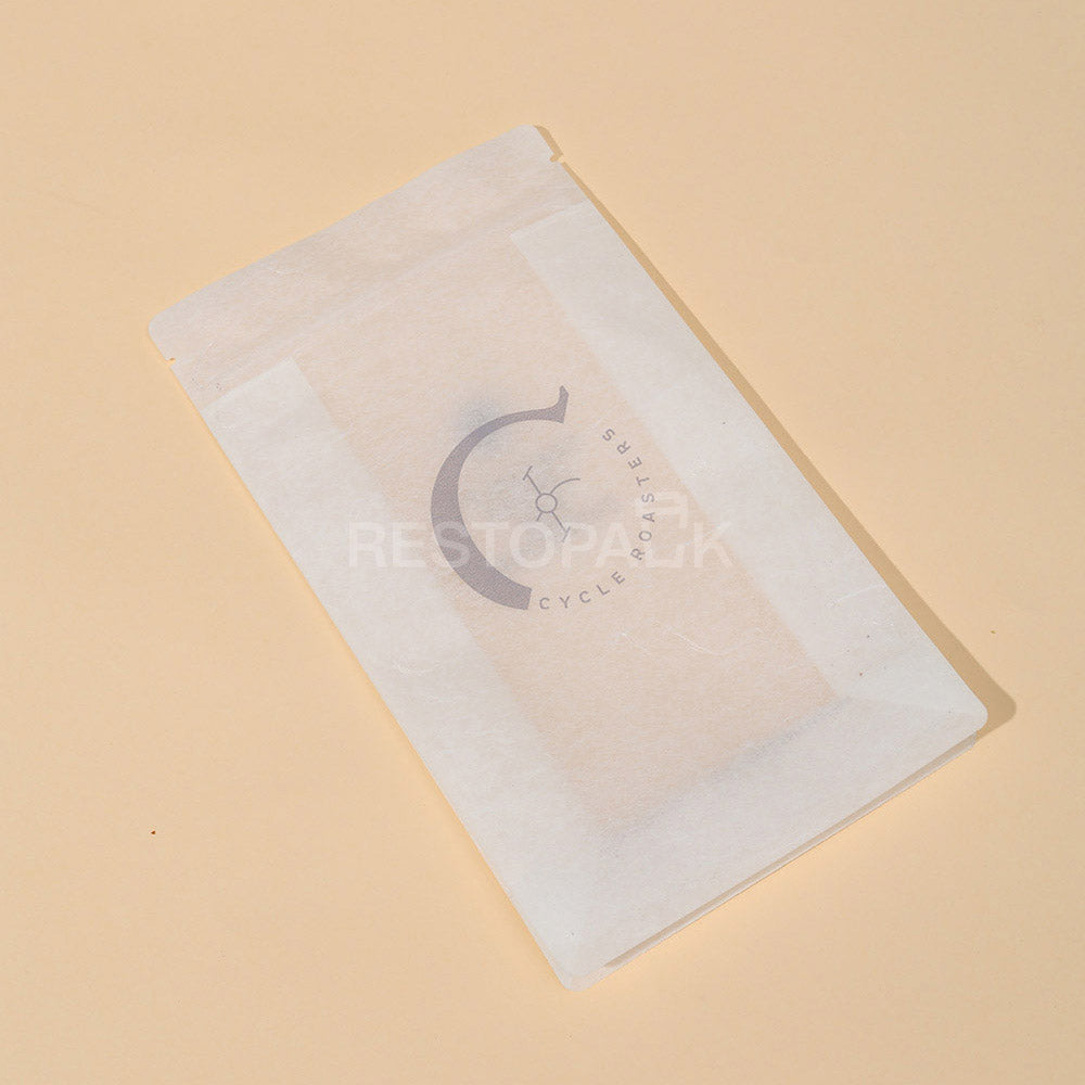 Custom Translucent Rice Paper Flat Bottom Coffee Bags