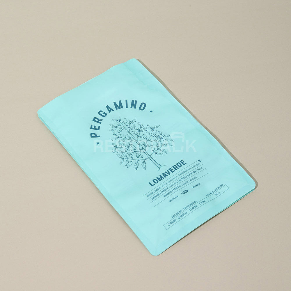 Custom Frosted Semi-Transparent Flat Bottom Coffee Bags with Zipper