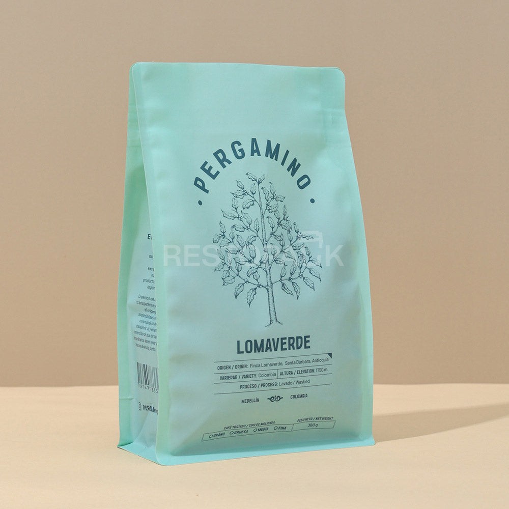 Custom Frosted Semi-Transparent Flat Bottom Coffee Bags with Zipper