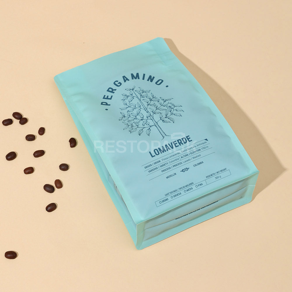 Custom Frosted Semi-Transparent Flat Bottom Coffee Bags with Zipper