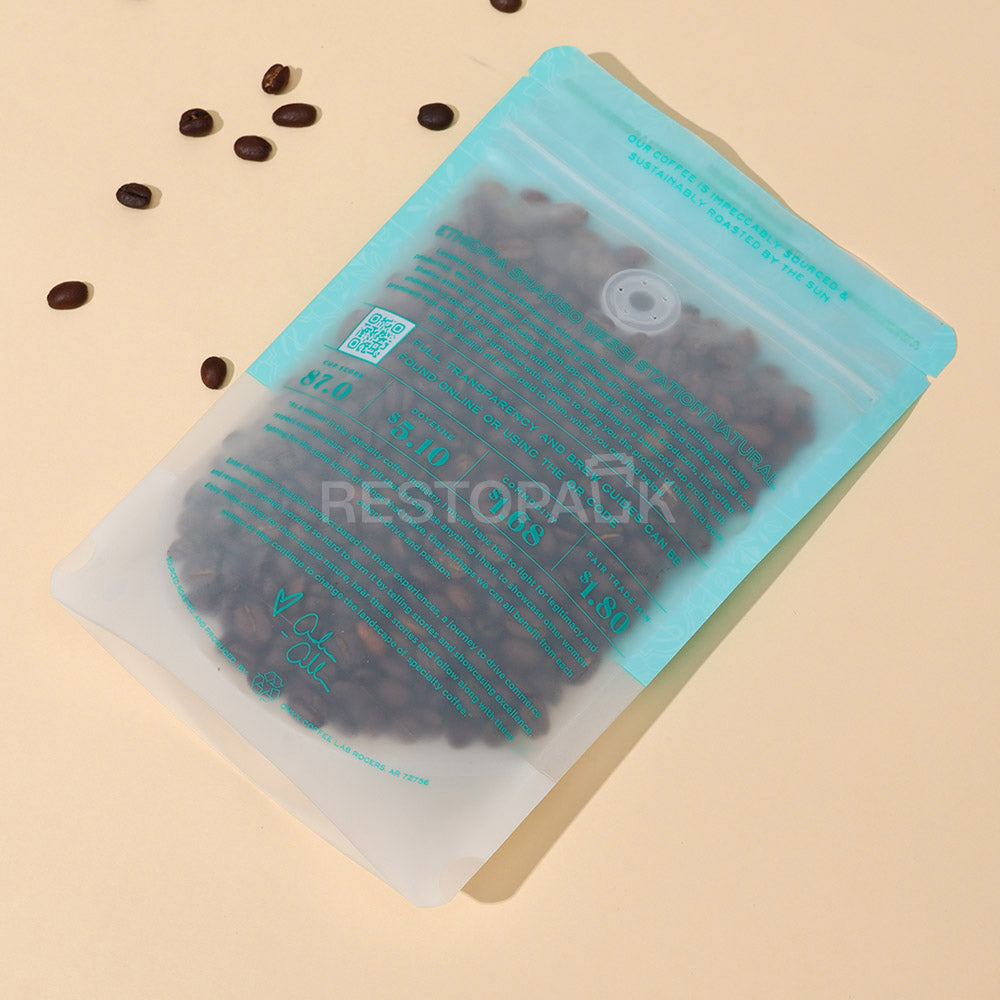 Custom Clear Window Resealable Stand-Up Coffee Bags