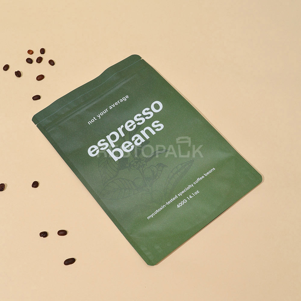 Custom Green Stand-up Coffee Bags with Zipper