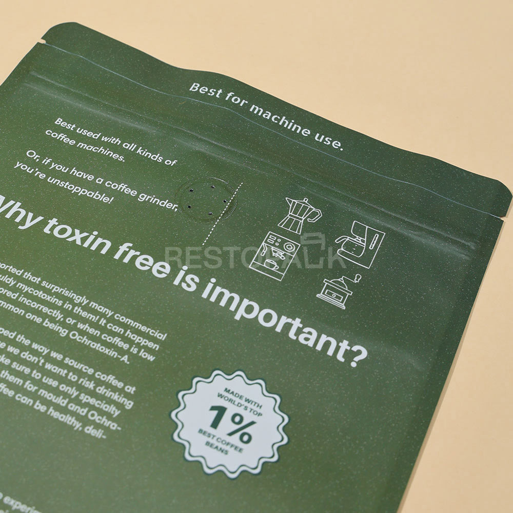 Custom Green Stand-up Coffee Bags with Zipper