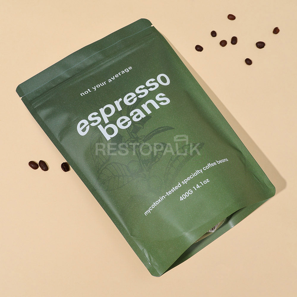 Custom Green Stand-up Coffee Bags with Zipper