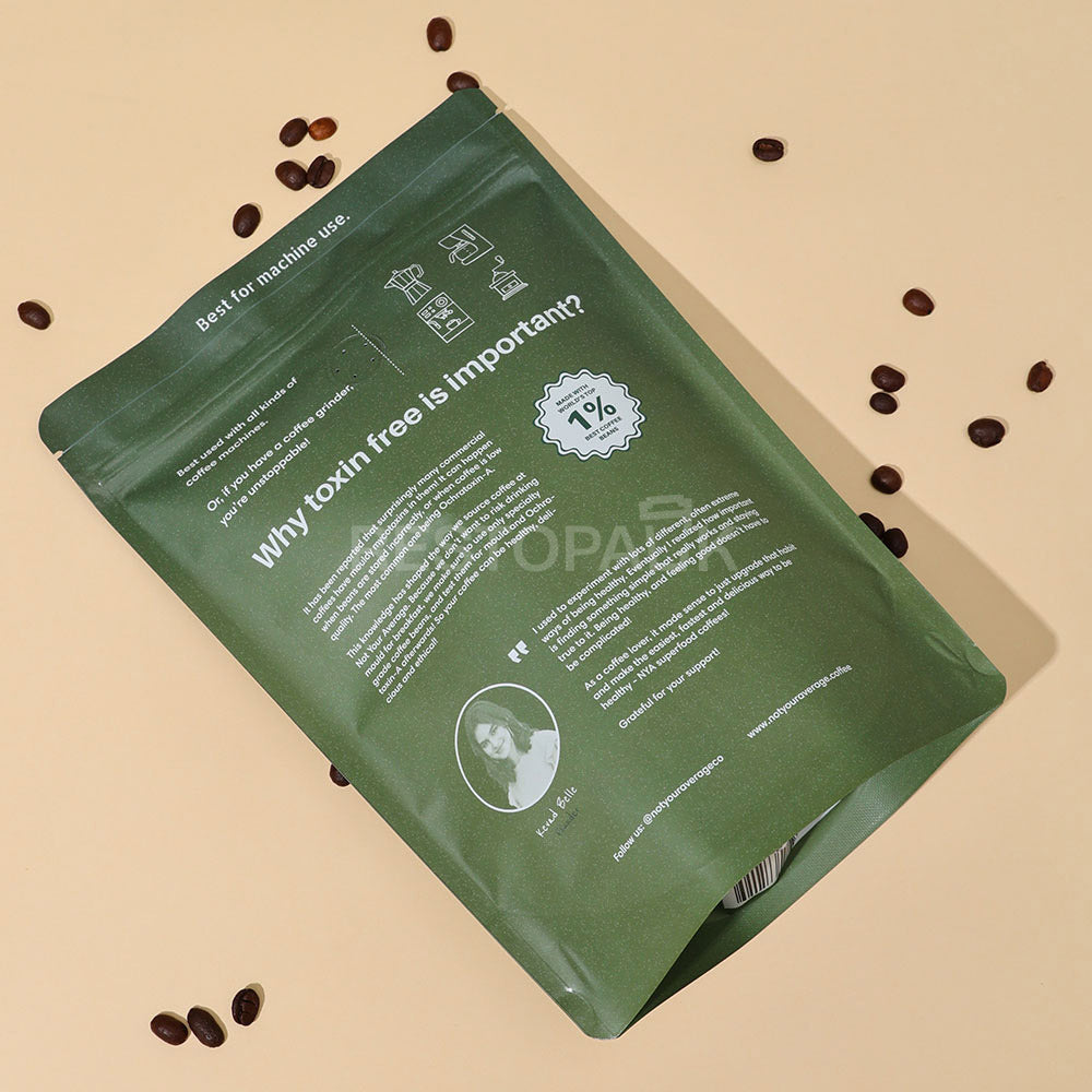 Custom Green Stand-up Coffee Bags with Zipper