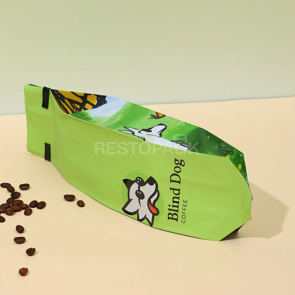 Custom Smooth Side Gusset Coffee Bags with Tin Tie