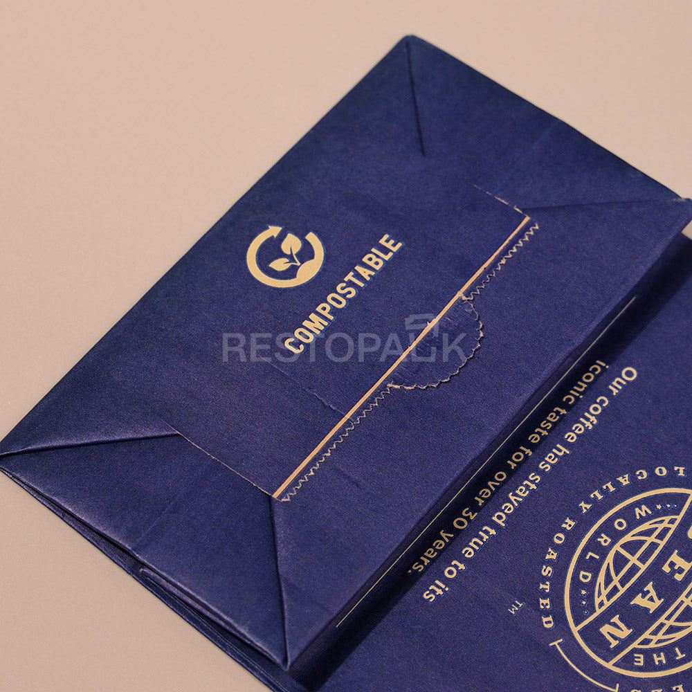 Custom Kraft Paper Flat Bottom Coffee Bags with Tin Tie