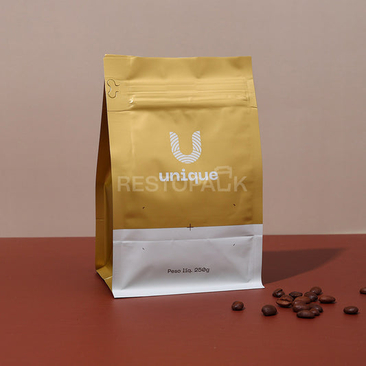 Custom Aluminum Foil Flat Bottom Coffee Bags with Zipper