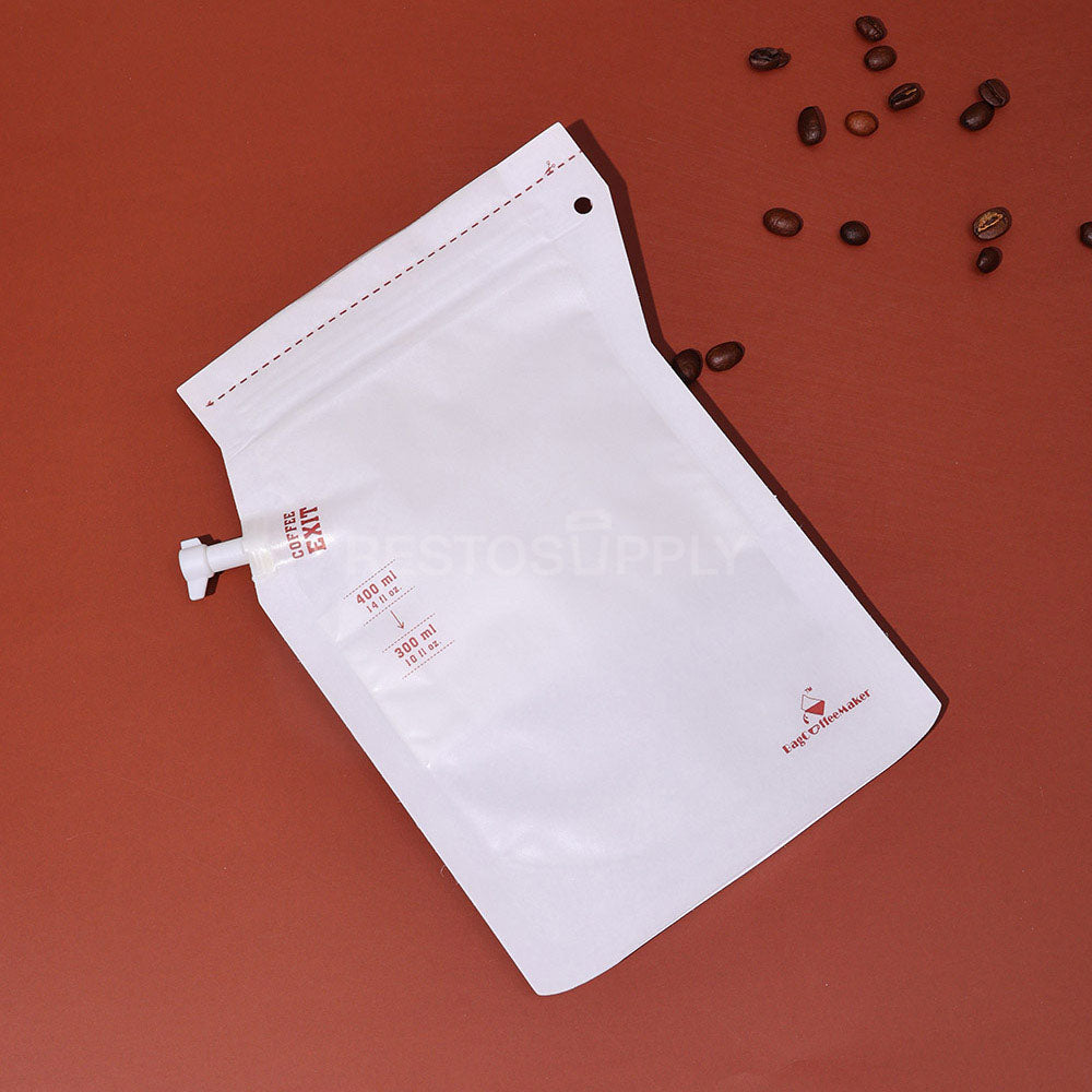 Custom White Laminated Kraft Coffee Spout Pouches