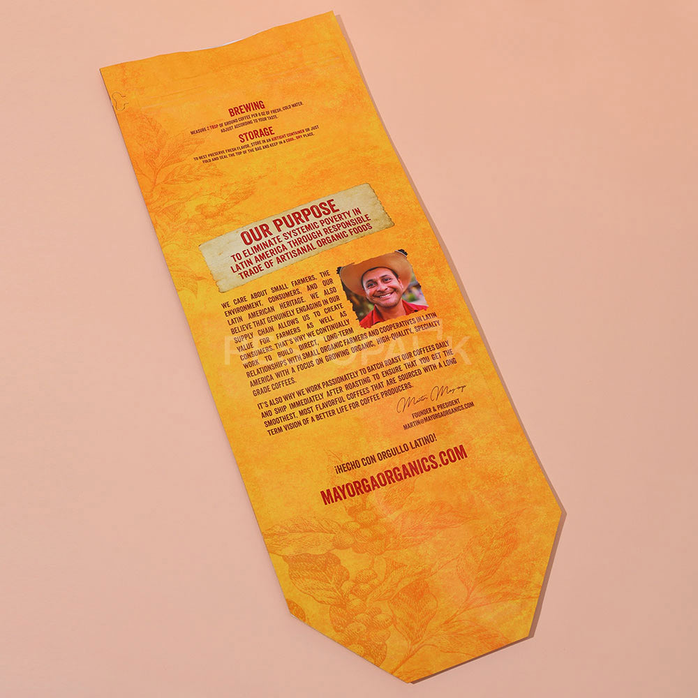 Custom Laminated Kraft Side Gusset Coffee Bags with Heat Seal