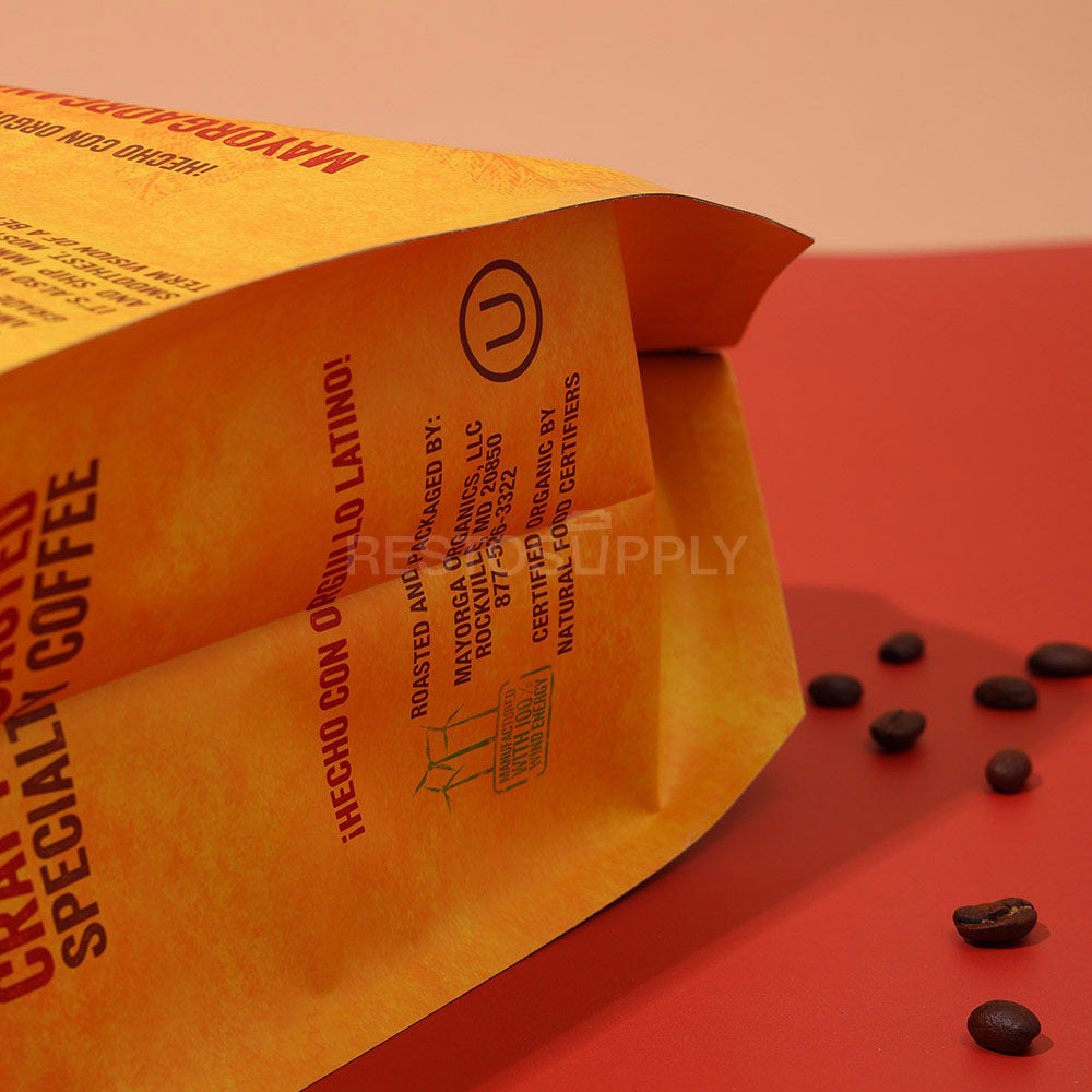 Custom Laminated Kraft Side Gusset Coffee Bags with Heat Seal