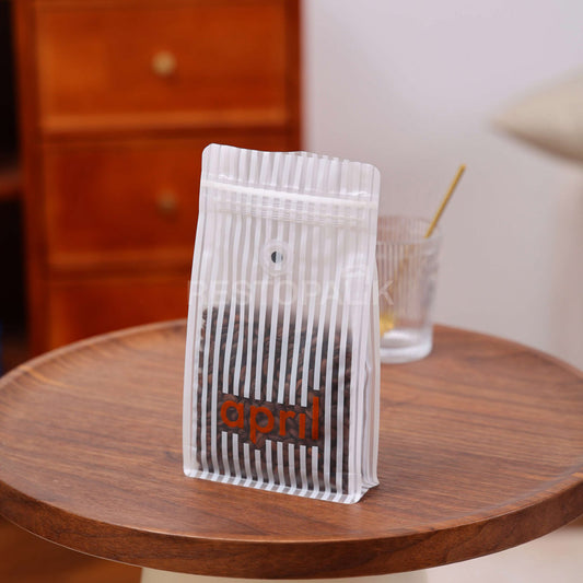 Custom Clear Plastic Flat Bottom Coffee Bag with Zipper