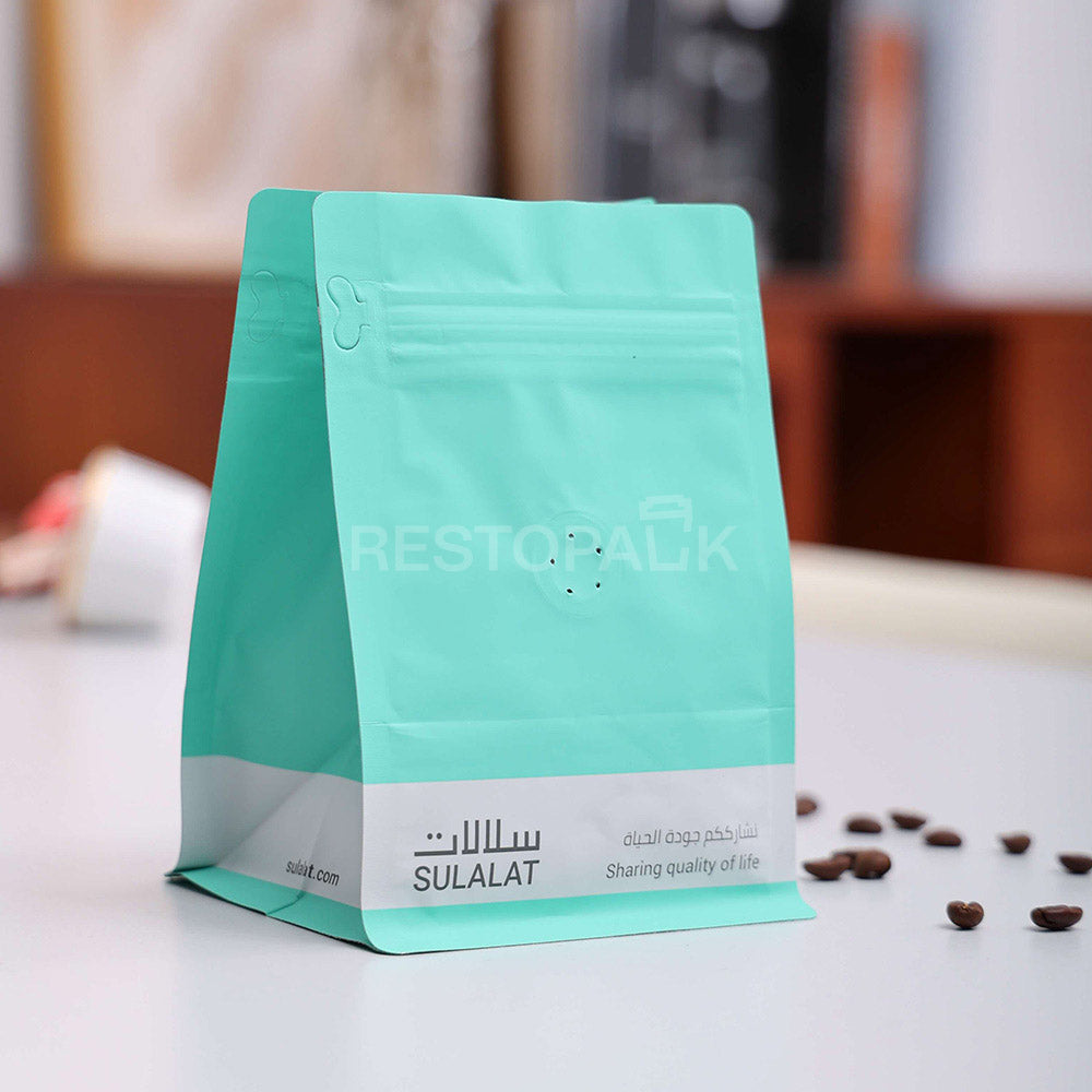 Custom Square Smooth Flat Bottom Coffee Bags