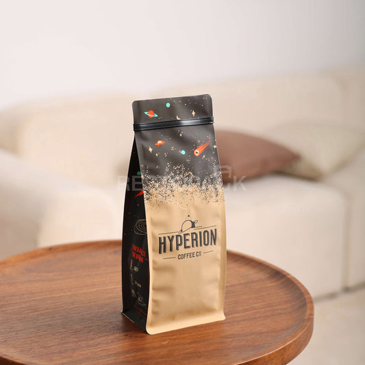 Custom Kraft Paper Flat Bottom Coffee Bags with Tin Tie