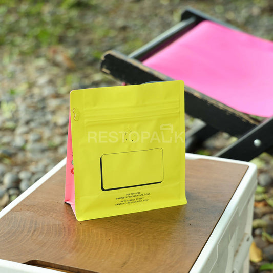 Custom Smooth Flat Bottom Coffee Bags with Unique Color on Each Side