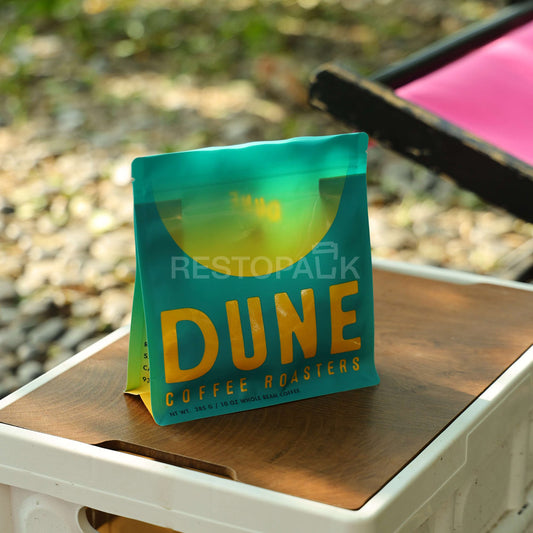 Custom Frosted Flat Bottom Coffee Bags with Zipper