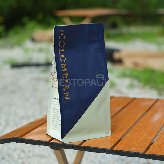 Custom Aluminum Foil and Kraft Paper Flat Bottom Coffee Bags with Zipper