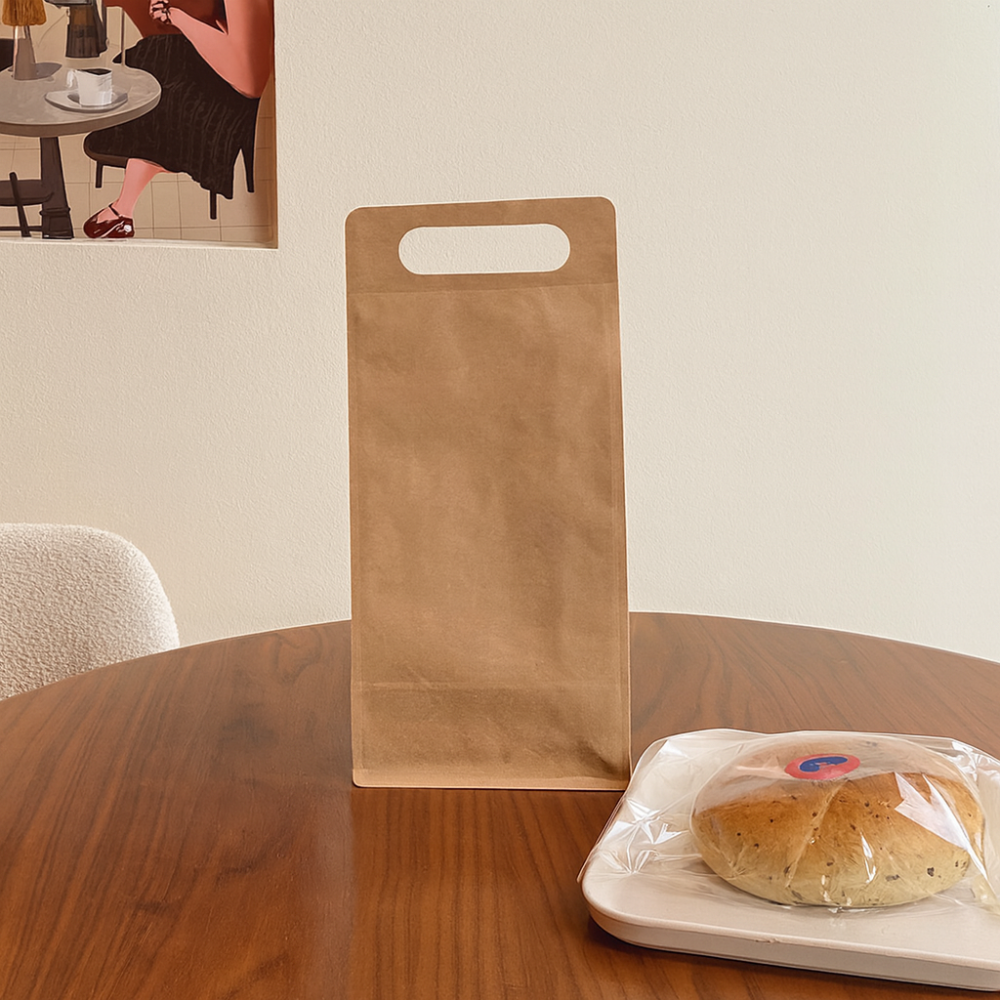 1-Cup Kraft Paper Takeaway Bags with Button Handle