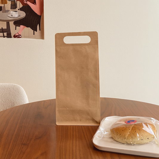1-Cup Kraft Paper Takeaway Bags with Button Handle
