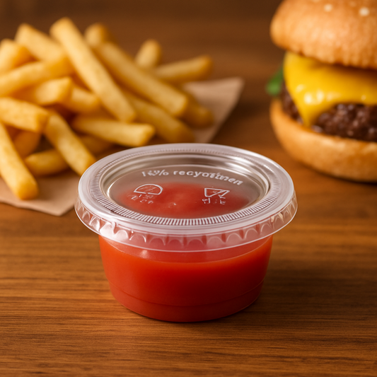 1.5 oz Disposable Clear Plastic Sauce Cup with Lid