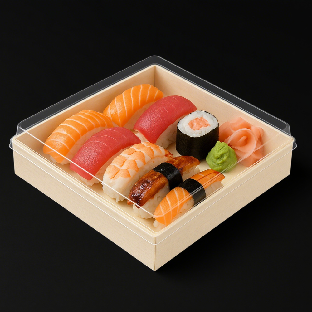 10 5/8" × 10 5/8" Wooden Sushi Boxes