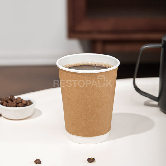 12 oz Double Wall kraft Paper Coffee Cups