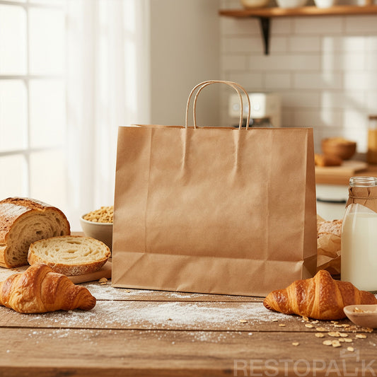 15 3/4" x 5 1/8" x 12 3/16" Tall Brown Kraft Paper Bag with Handles