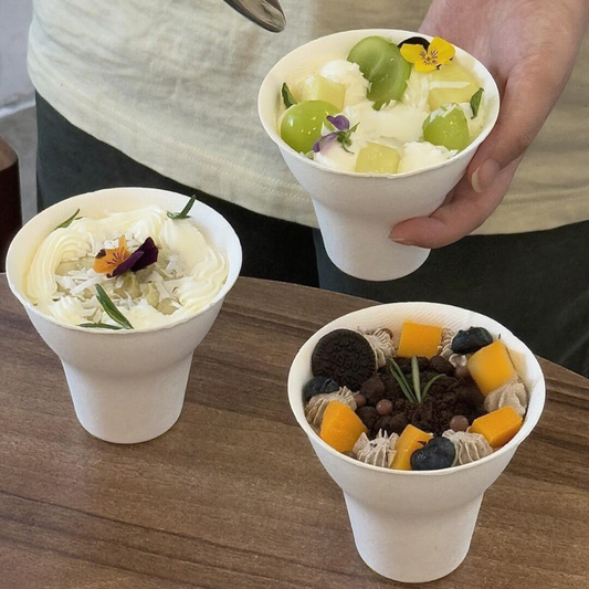 Eco-Friendly Bagasse Dessert Cup for Ice Cream and Cake