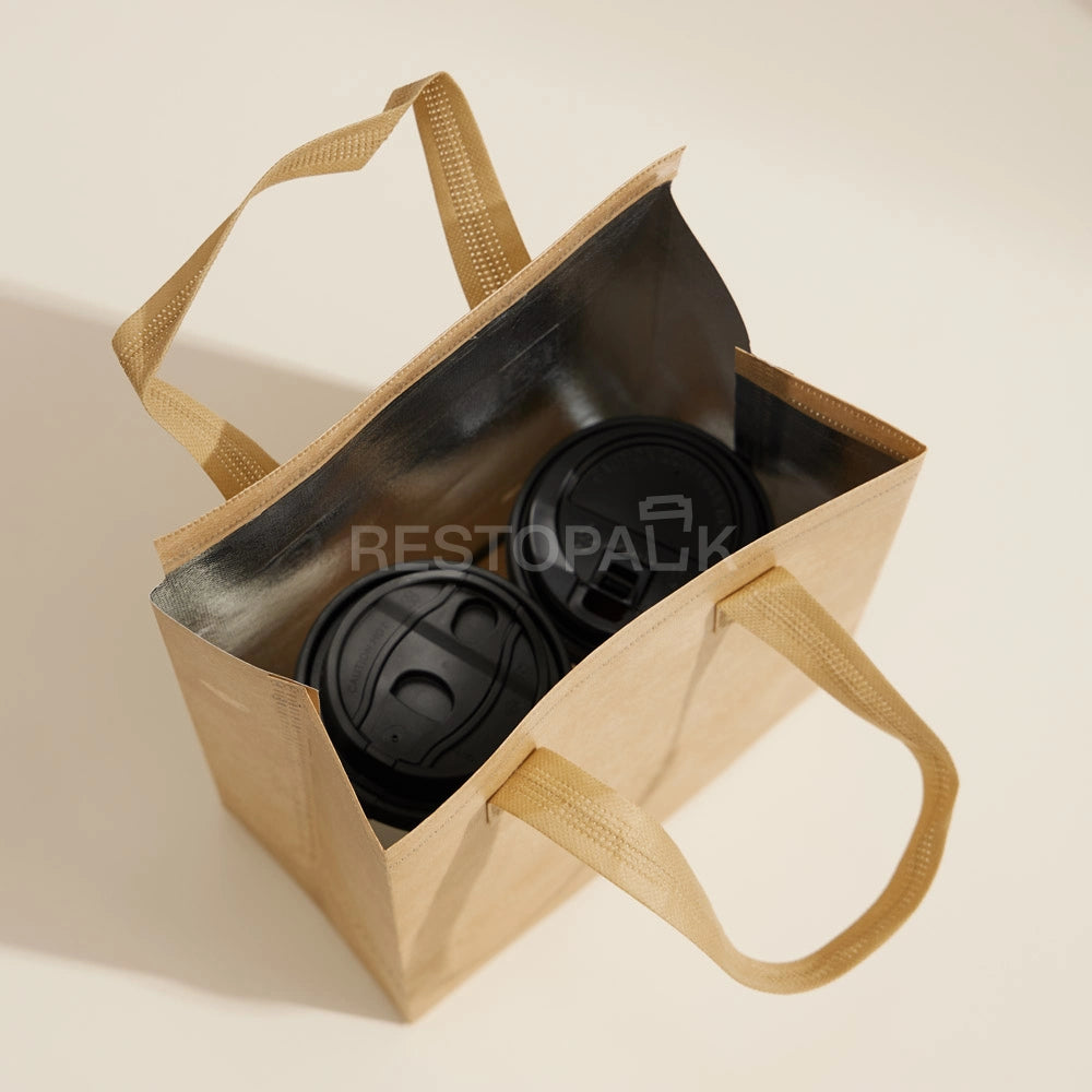 2-Cup Kraft Coffee and Milk Tea Insulated Bag